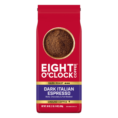 Eight O'Clock Coffee Dark Italian Espresso package on a white background