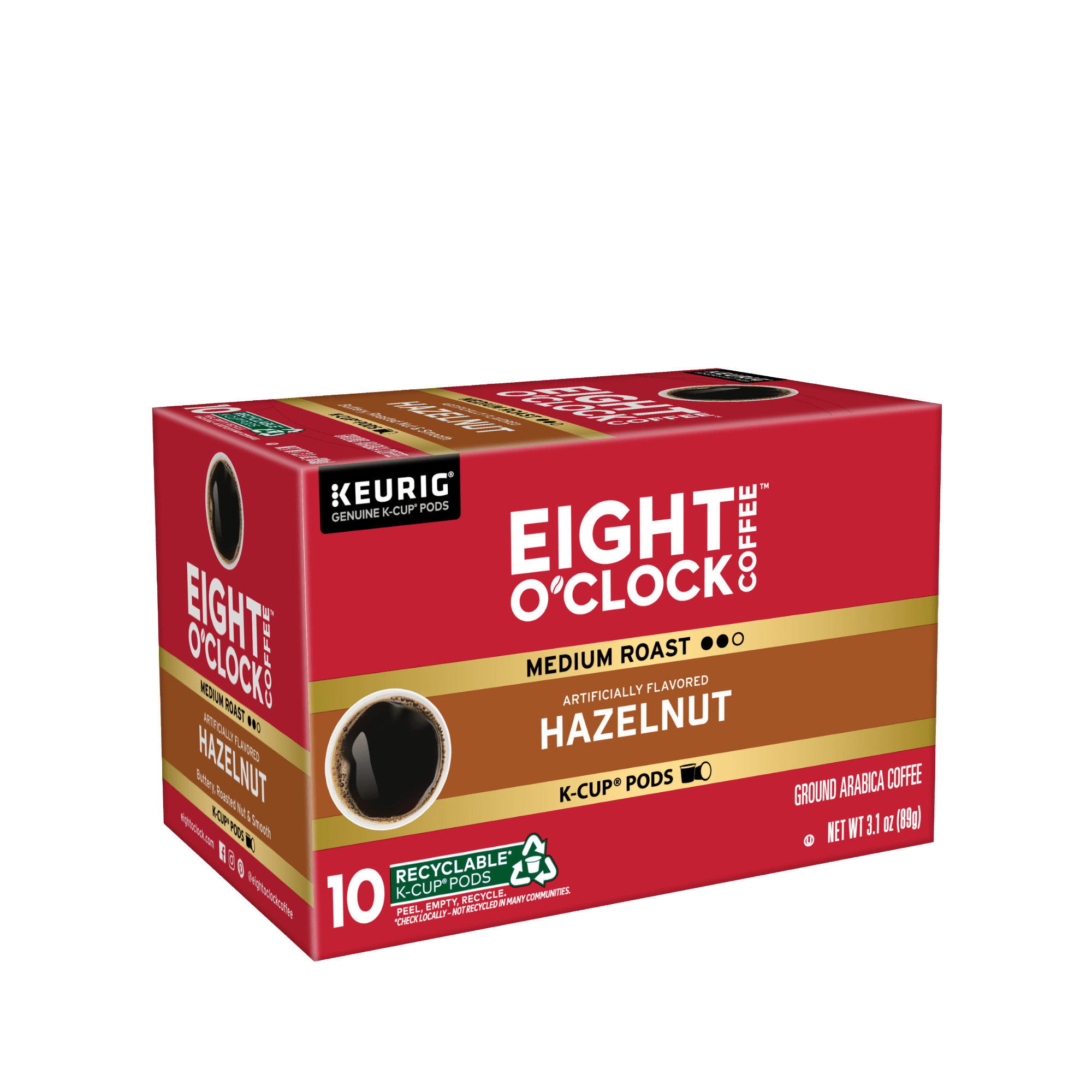 Eight O'Clock Coffee Coffee, Medium Roast, Hazelnut, K Cup Pods, Value Pack 32 Ea