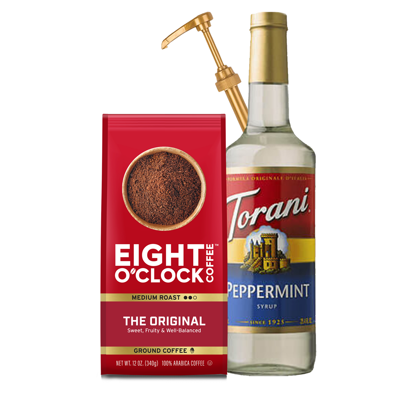 Peppermint Cappuccino Gift Set - Eight Oclock Coffee and Torani Peppermint Syrup