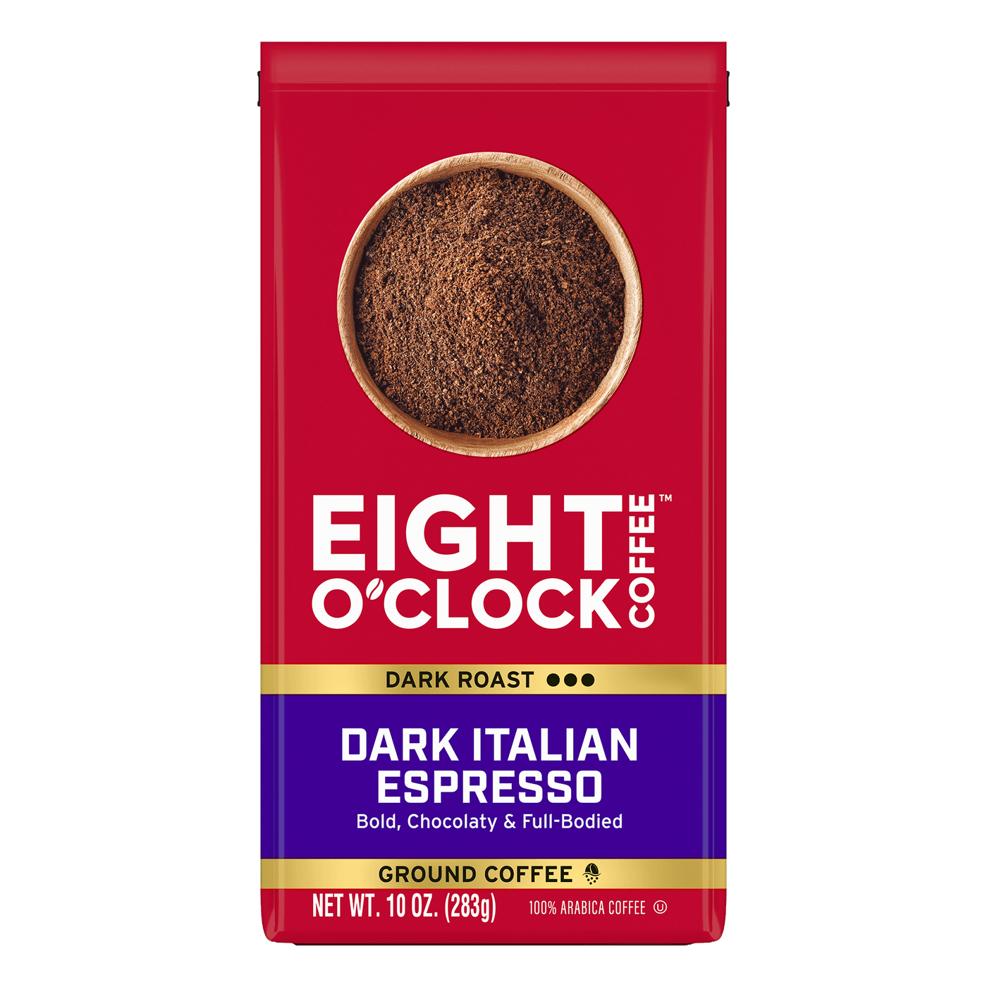 Eight O'Clock Coffee Dark Italian Espresso package on a white background