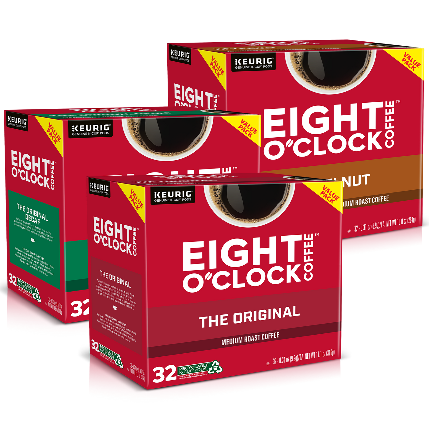 32 Ct K Cup Pods Variety 3 Pack Eight O Clock Coffee
